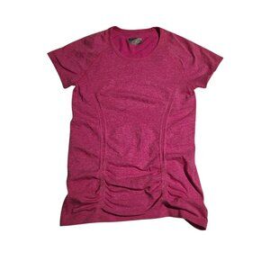 Athleta Cycling Shirt Jersey‎ Biking Short Sleeve Pink Runched Back Womens Small